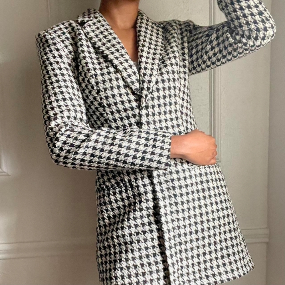 Zara* Houndstooth blazer dress with shoulder pads - Picture 6 of 16